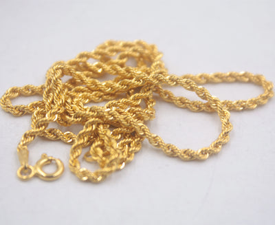 Real Pure 18K Yellow Gold Chain 2mmW Rope Women's Link Wealthy Gift Best Women Necklace Chain