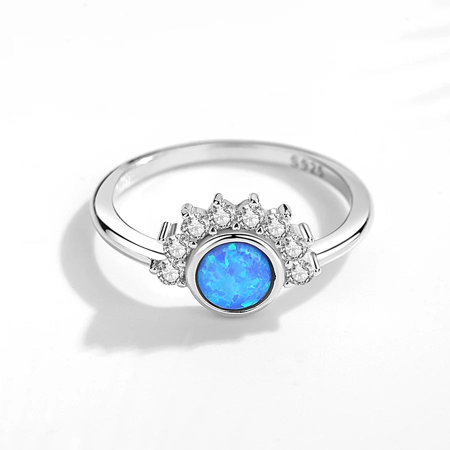 Kaletine 925 Sterling Silver Boho Midi Moon Heart Pearl Rings for Women Opal Crystal Finger Ring Female Wedding Jewelry Gifts