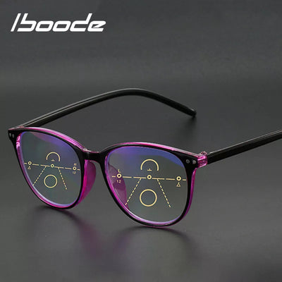 iboode Anti Blue Light Reading Glasses Men Progressive Multifocal Glasses Frame Women Near Far Sight Diopter +1.0 1.5 2.0 2.5 3