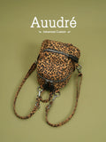Auudre Retro Minority Leopard Print Backpack Bags Women's 2025 New Arrival Spring/Summer Mini Backpack Travel Bag