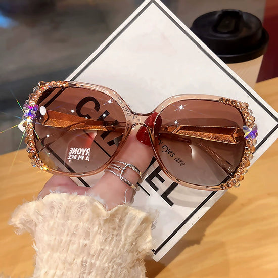 2024 New Arrival Rhinestone Polarized Sunglasses Ins Sun Protection UV Protection Sunglasses Stylish Women to Make Big Face Thin-Looked with Diamond