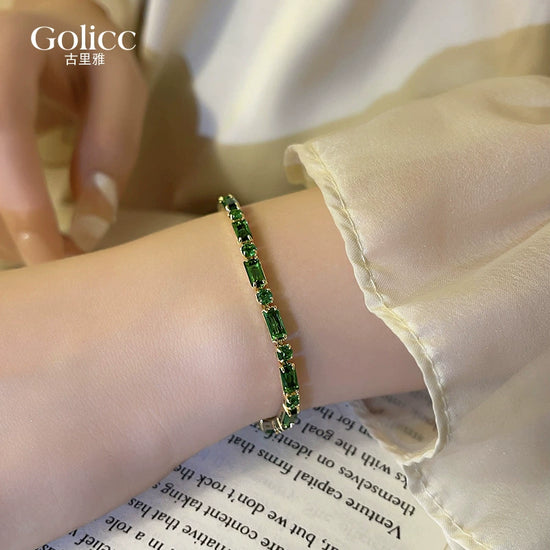 Retro Emerald Zircon Bracelet for Women 2024 New Arrival Best Selling Bracelet Light Luxury Minority Exquisite Fancy Bracelet