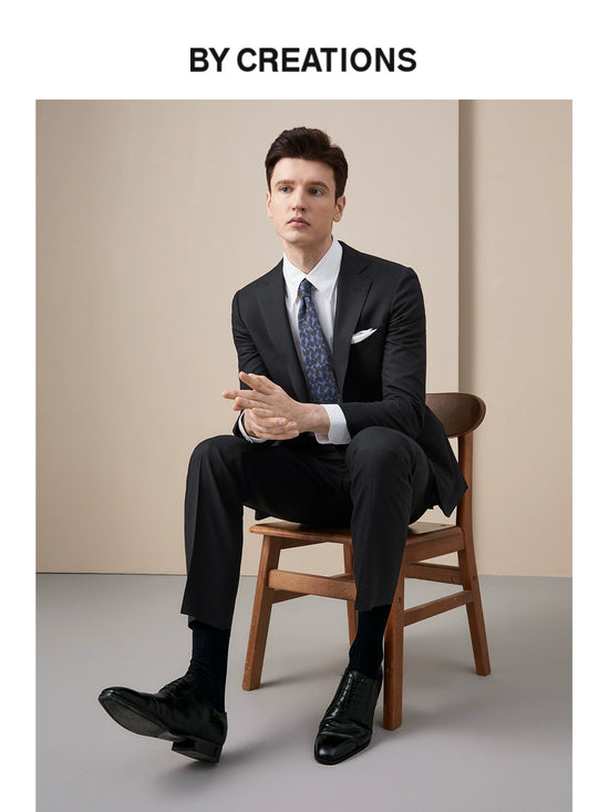 Wool Bird Eye Texture Business Slim Fit Suit Suit