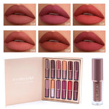12 Color Matte Liquid Lipstick Kit Non Stick Cup Waterproof Lip Gloss Long-lasting Non-smudging Lipstick That Doesn't Stain Cup