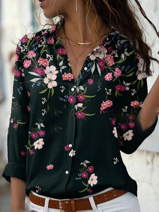 Women Shirt Daily Weekend Blouse  Long Sleeve Button Print Shirt Collar Casual Streetwear Tops  Print