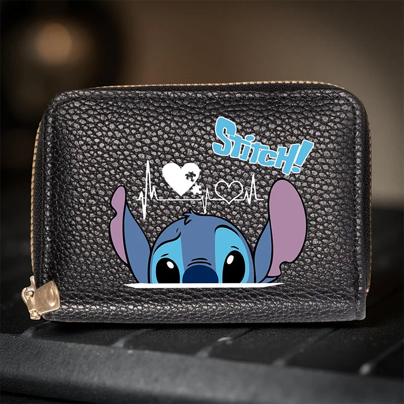 1pc Stitch Accordion Zipper Card Bag, Card Holder Coin Wallet Credit Card Holder, Portable Zippered Coin Bag For Everyday Use