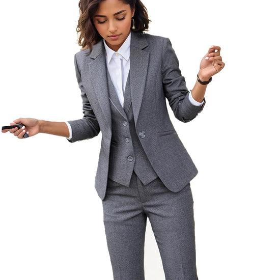 Lenshin Women Quality Suit Set Office Ladies Work Wear Women OL Pant Suits Formal Female Blazer Jacket  Vest trousers 3 Pieces