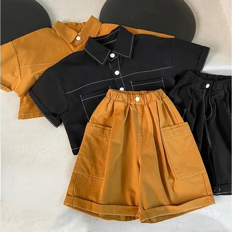 Summer Children's Clothing Baby Boy Clothes Kids Outfits Set Fashion Shirt + Shorts 2-Piece Set Birthday Outfits 2-9 Years Wear