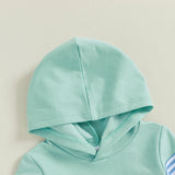 Boy Autumn 2PCS Outfit Sets Long Sleeve Striped Hoodie Solid Color Drawstring Pants Sets