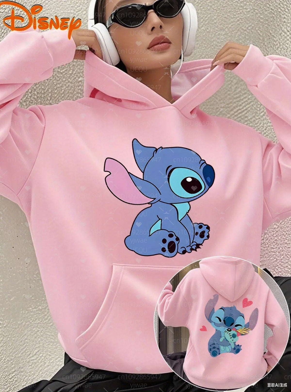 2025 Double sided Stitch print Hooded Hoodie  Winter Women Hooded Outdoors All-Match Hoodie Females Girl Tops Women Clothing