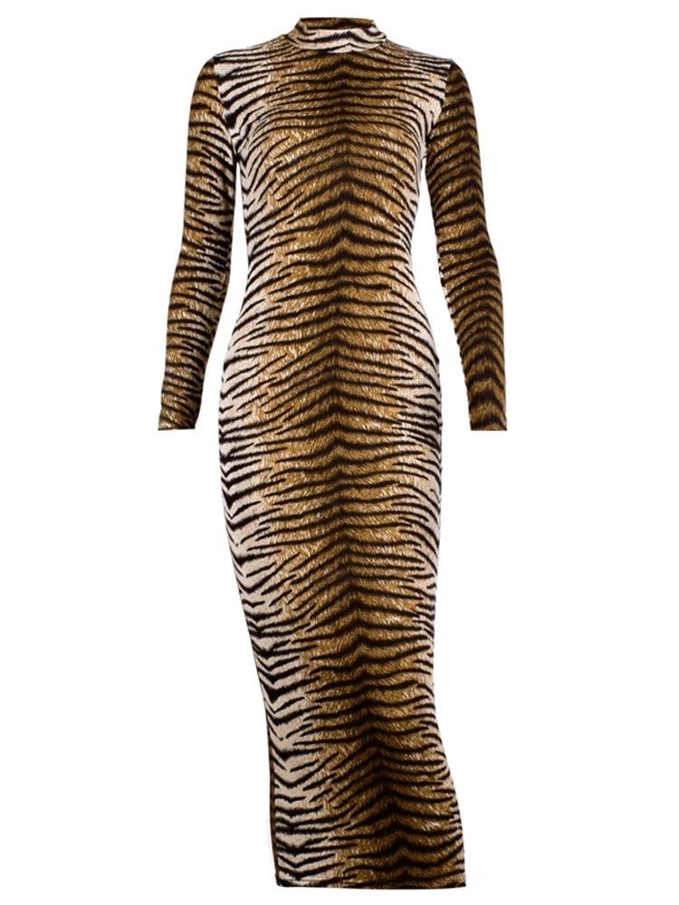 leopard print long sleeve slim bodycon sexy dress 2022 autumn winter women streetwear party festival dresses outfits