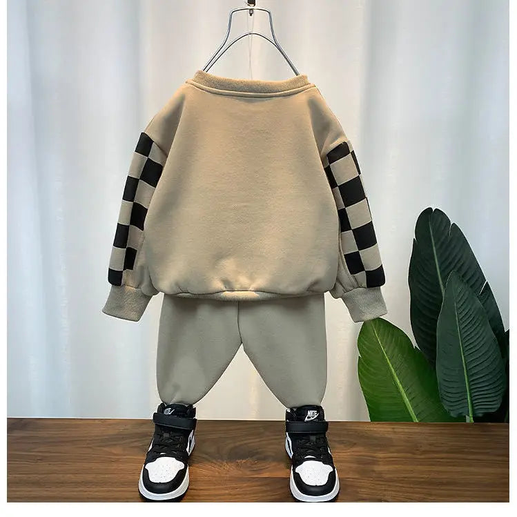 2023 Children's Suit Spring Handsome Casual Sports Two-Piece Suit Fashion Pullover Bear Print