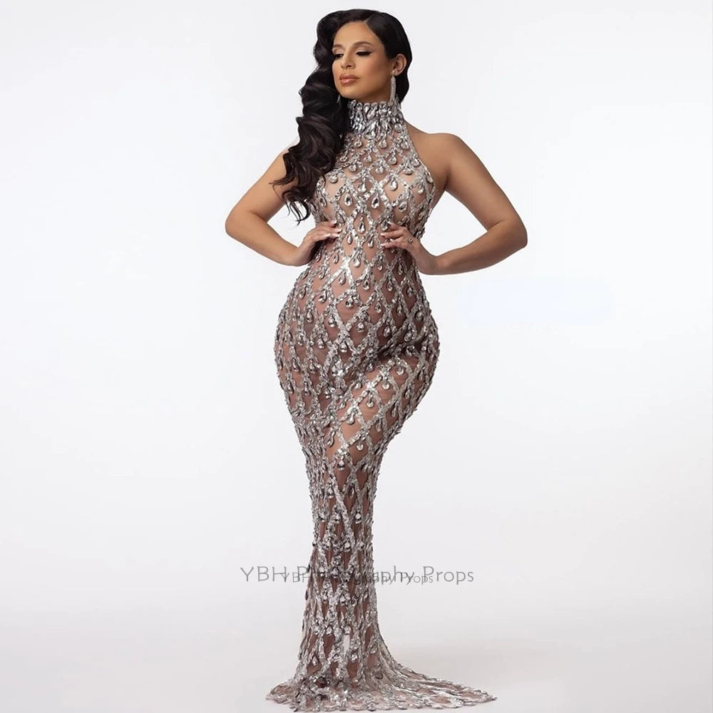 Maternity Dresses For Photo Shoot Women Pregnancy Stretch Fabric Lace Dress Photography Props Sexy Maxi Maternity Gown Vestidos
