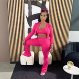 Amazon Best Seller Women's Solid Color Short Top High-Waisted Microbell-Bottom Pants Casual Two-Piece Suit From China