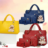 4pcs/Set Luxury PU Leather Women's Handbag Set Designer Messenger Shoulder Bag Wallet Multifunction Storage Fashionable Bags