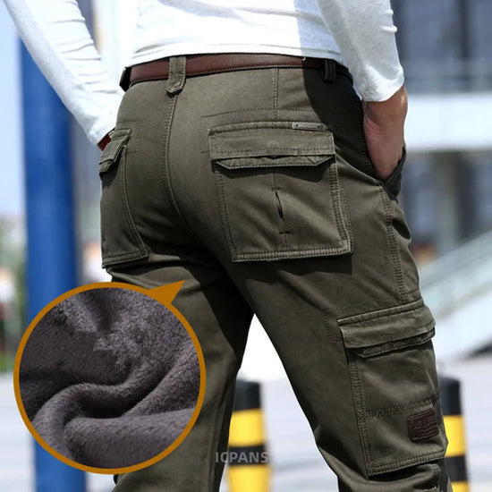 6 poches polaire chaud Cargo pantalon hommes vêtements thermique travail décontracté hiver pantalon pour hommes militaire noir kaki armée pantalon mâle