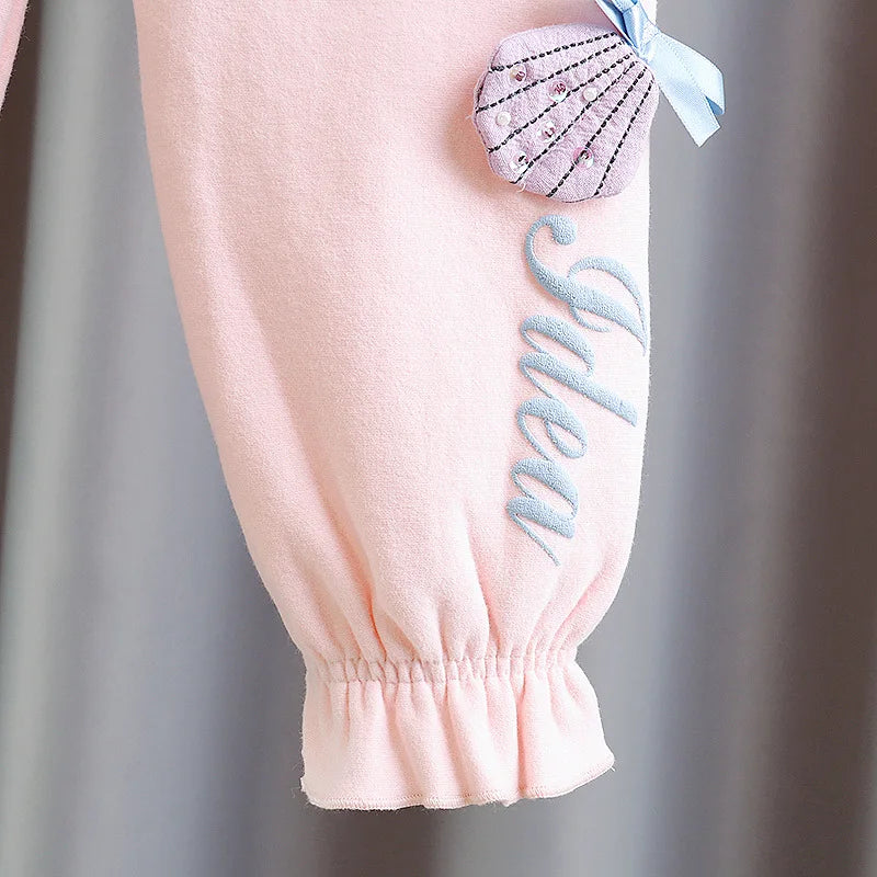Spring Letter Embroidery Pink Toddler and Baby Girls Cute Ruffle Sleeve Hoodie+Sweatpant Sets Kids 2 Pieces Clothing1-4 Years