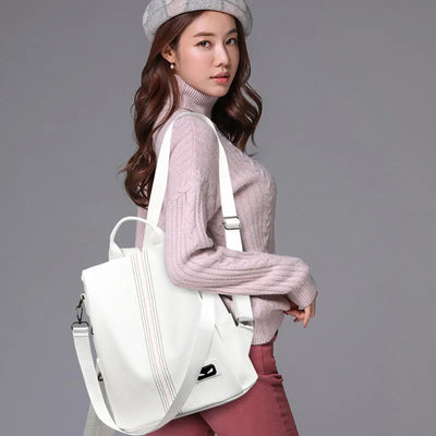 White Women PU Leather Backpack School Bags For Teens Girls Travel Anti-Theft Backpack Sac a Dos High Quality Ladies Bagpack
