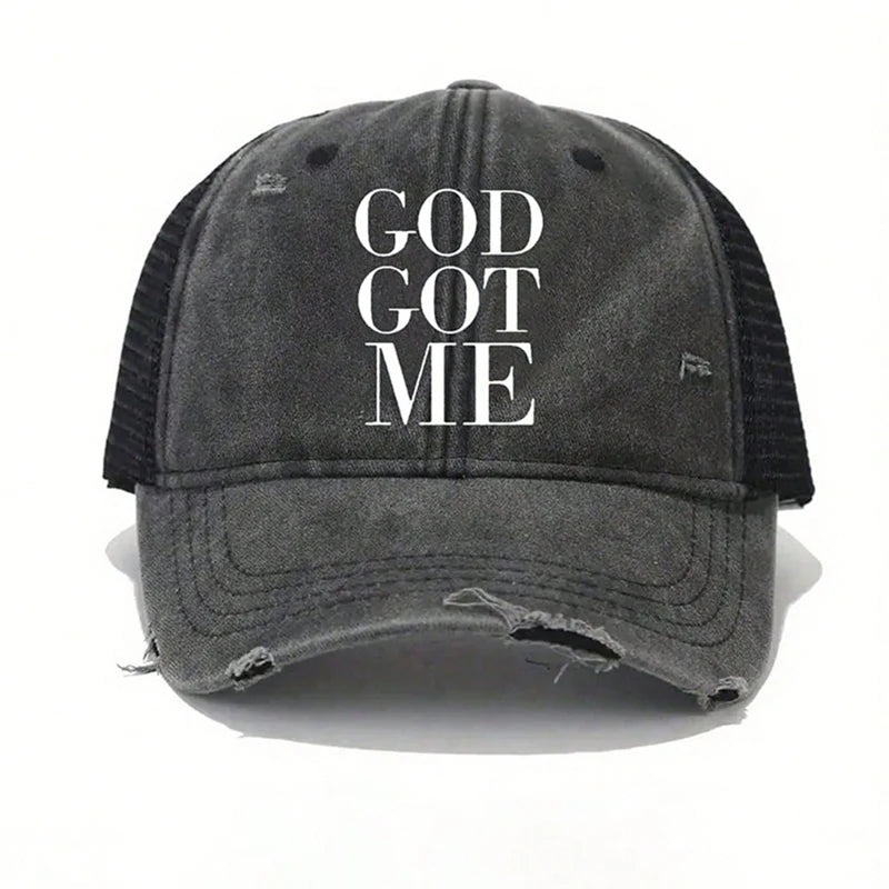 1pc Men's Letter Print Washed Baseball Cap,Outdoor Sunshade Hip-Hop Hat,Adjustable Dad Truck Driver Hat,Suitable For Daily Use