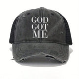 1pc Men's Letter Print Washed Baseball Cap,Outdoor Sunshade Hip-Hop Hat,Adjustable Dad Truck Driver Hat,Suitable For Daily Use