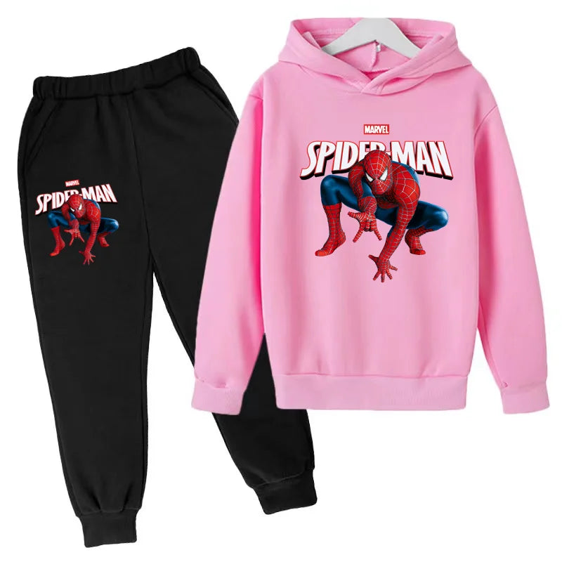 Children Clothes Hoodie Cartoon Spider Print Sweatshirt Top+Pants Boys Girls Toddler 3-12Y Jumper Sport Charming Coat Casual Set