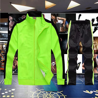 2Pcs Set Mens Tracksuit Top Quality Autumn Winter Stripe Jacket + Pants Sets Brand Training Sportswear Unisex Sporting Sweatsuit