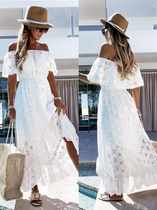 Vestido blanco de verano para mujer, ropa de playa informal a la moda, trajes tipo pareo, vestidos largos bohemios Hippie Chic, vestidos largos elegantes para fiesta 2023