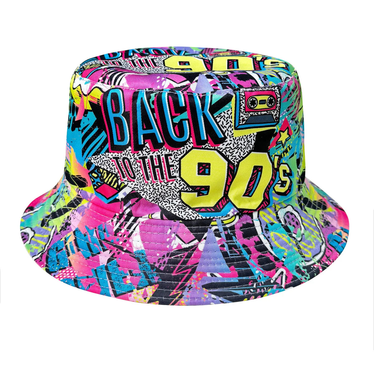 Abstract Graffiti Art Back90S Colorful Printed Bucket Hat, Reversible Sun Hat, Foldable Fashionable Basin Hat, Suitable for Outdoor Travel and Party Outfits