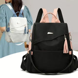 2025 Oxford Cloth Stitching Women'S Backpack Anti-Theft Back Zipper Girls Schoolbag Casual Travel Double Shoulder Backpack
