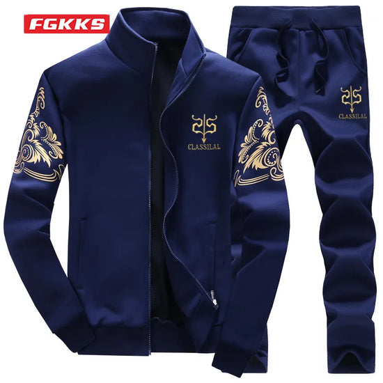 FGKKS 2023 mode sport hommes ensembles sweat à capuche imprimé + pantalon de survêtement costume hommes 2 pièces ensembles mince survêtement mâle