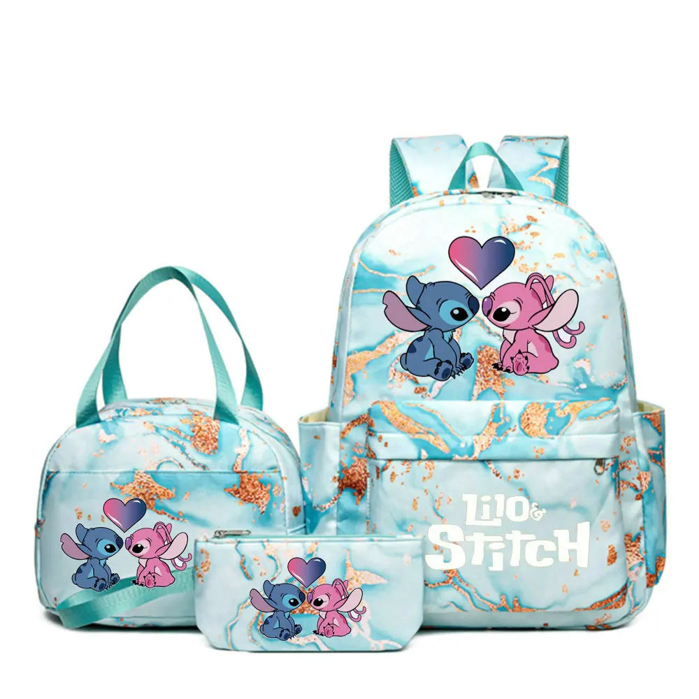3Pcs/set Lilo Stitch Backpack for Girl Boy Student Teenager Children Rucksack Kids Birthday Gift Women Casual School Bag