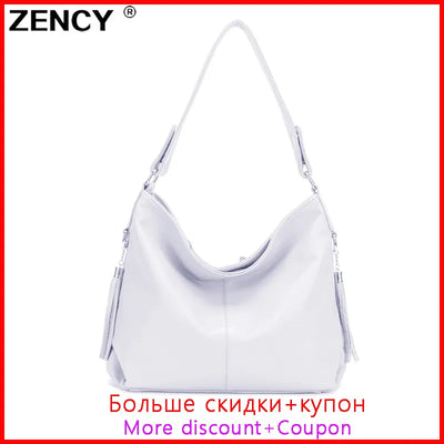 2023 Hot Fashion 100% Genuine Leather Women Handbag TOP Layer Cowhide Long Handle Lady Shoulder Messenger White Shopping Bags