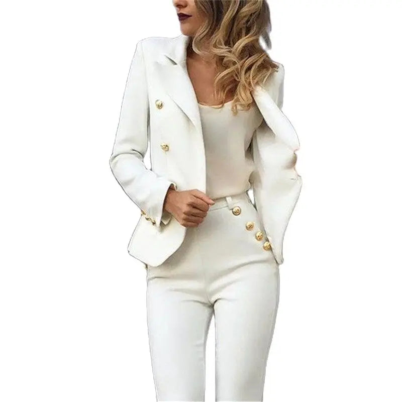 New Blazer with Pant Women Business Formal Office Suits Work Elegant Suits for Weddings Slim Fit Jacket Rousers