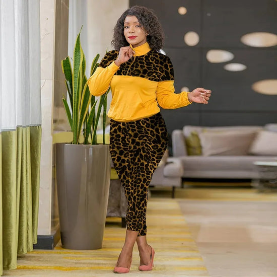 Leopard Print Two Piece Set Women Top Pants Set Lounge Wear Sweatsuits for Women Sportwear Casual Fashion Tracksuit Women Set