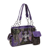 Camouflage Cross Wings Women Purse with Matching Wallet Set