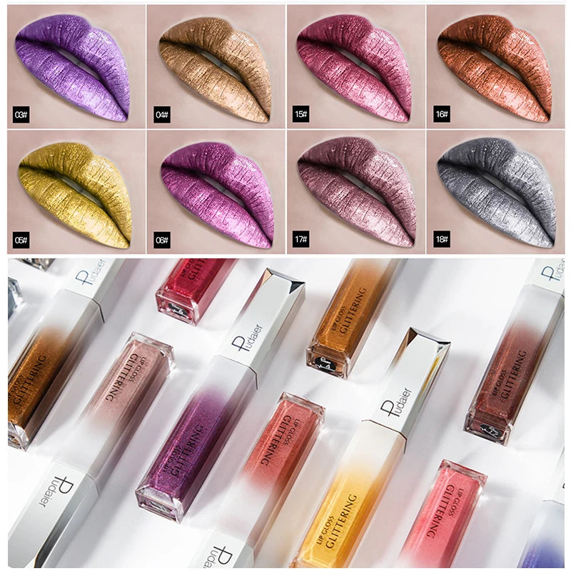 18 Color Pearlescent Diamond Lip Gloss Moisturizing Liquid Lipstick Waterproof Pearlescent Makeup Beauty Sexy Lip Makeup
