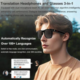 AI Real-time Translation Smart Glasses Wireless Bluetooth Call & Voice Assistant Touch Control Glasses with Mic Speaker Earphone