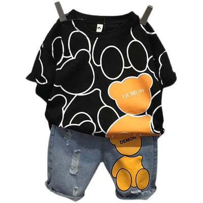 2022 New Boys Summer Clothing Children T-shirt Short Sleeve +Pants Set 2 pieces Set Kids Baby Boys Clothes 2-10 Years