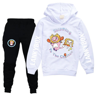 2 Piece Set New Lanky Box Hoodie+Pant Suit For 4-13Y Boys And Girls Autumn Spring Fashion Anime Cartoon Tracksuit Kids Clothes