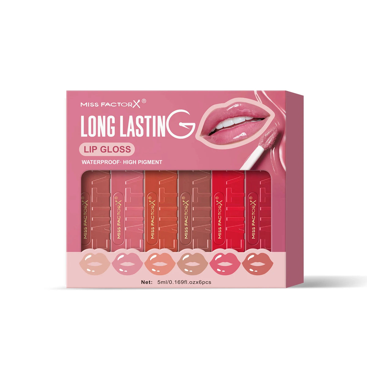 6-piece lip gloss set, moisturizing and brightening lip oil, long-lasting effect, exclusively for women