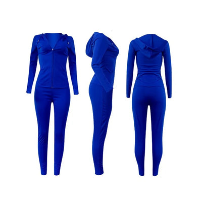 Athletic Apparel Workout Clothing Jacket And Legging Gym Tracksuits 2 Piece Set For Women Hooded