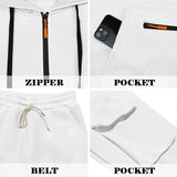 Autumn and Winter Printed New Men's Velvet Hoodie, Work Clothes, Pants Set, Sports Fashion, Leisure Multi Pocket 2-piece Set