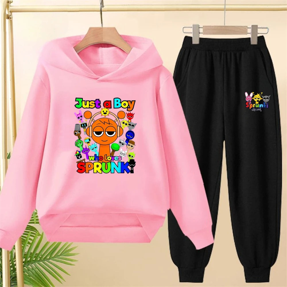 Autumn Winter Incredible Cute Print Children's 2pcs Set Hoodie+Sports Pants Boy Girl Suit Casual Comfortable Harajuku Pullovers