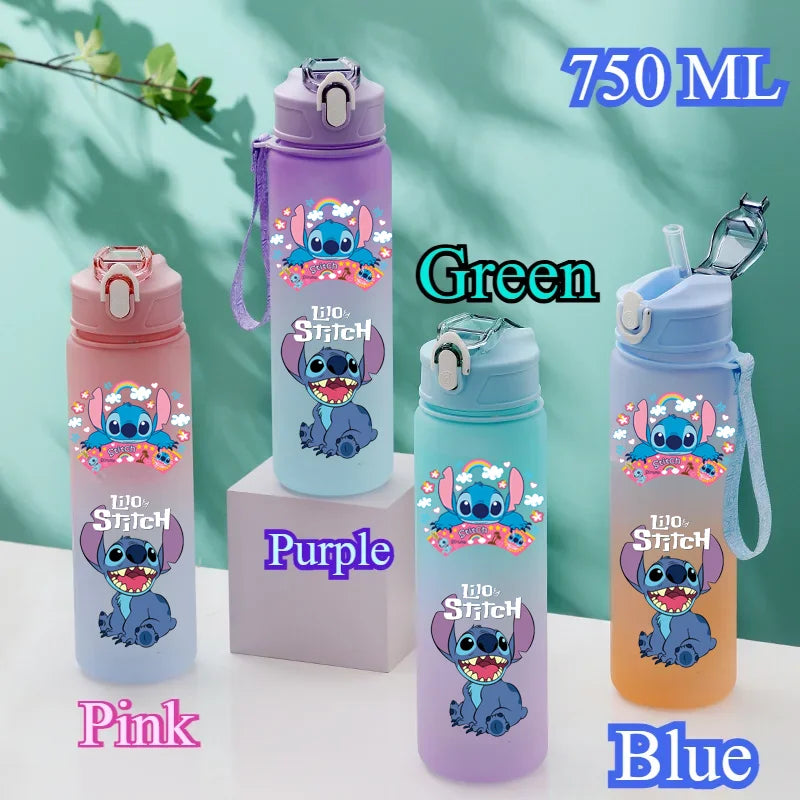 750ML Stitch Water Bottle Leak Proof Sports Bottle for Kids Adults Portable BPA Free Travel School Outdoor Water Bottle Stitch