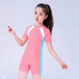 Children's Swimsuit Boys And Girls One-Piece Swimsuit Short-Sleeved Beach Sunscreen Professional Training Swimsuit