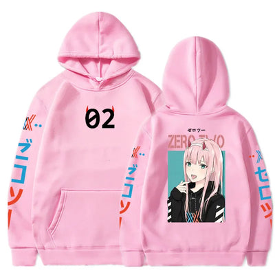 Anime Darling in the Franxx Hoodie Zero Two 02 Sweatshirts Cozy Tops Sweatsuit Sudadera Felpa Moletom Oversized Pullover Unisex