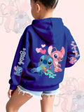 2025 New Children's Disney Cartoon Stitch Fashion Angel Monster Boys Girls Outdoor Warm Comfortable Sporty Cute Playful Hoodies