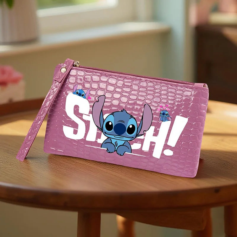 1pc Stitch Long Wallet Ultra-Thin With Wristlet, Multifunction Mobile Phone Bag Card Holder Key Pouch Portable Zippered Coin Bag