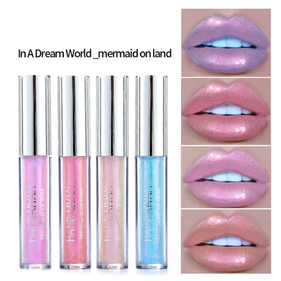 6 Colors Laser Holographic Lip Gloss Liquid Lipstick Mermaid Pigment Longlasting Glitter Lipgloss Waterproof Metallic Lip Makeup