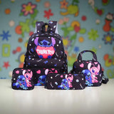 4pcs Stitch Backpack Set, Lightweight, Includes Pencil Case, Handbag, Coin Purse, Ideal Gift for Students, School Supplies